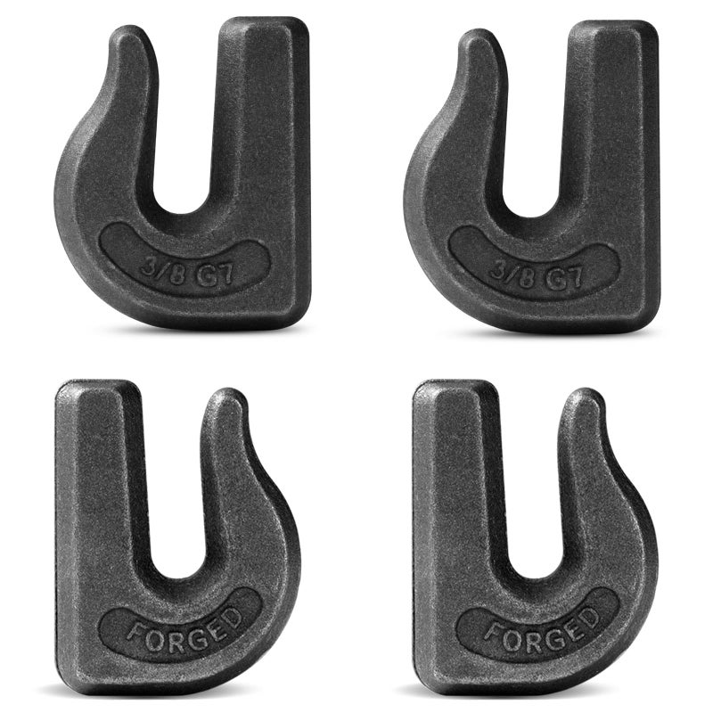 High-PQ 3/8'' Weld On Grab Chain Hook, 4 Pack G70 Clevis Grab Chain Hooks for Trailer Truck, Rigging, Car, Tractors Loader Bucket-Working Load Limit: 6600 lbs - Image 1